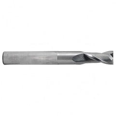 7/16 Dia. x 4 Overall Length 2-Flute Square End Solid Carbide SE End Mill-Round Shank-Center Cut-TiN - Exact Tooling