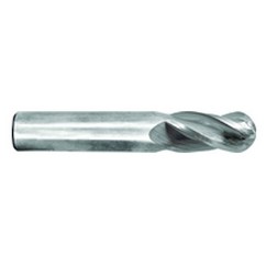 3/16" Dia. - 3" OAL - Ball Nose-AlTiN Long SE Carbide End Mill - 4 FL - Exact Tooling