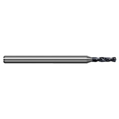 0.533 mm Dia. × 3 mm Shank × 2.5 mm Flute Length × 50 mm OAL, 3xD, 140°, AlTiN, 2xD Flute, Round Solid Carbide Drill - Exact Tooling