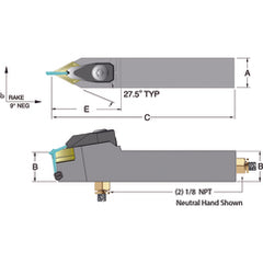 ADDPNN16-3D - 1 x 1" Neutral Toolholder - Exact Tooling