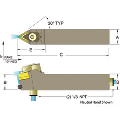 ADTENN16-4D 1 x 1" Neutral Toolholder - Exact Tooling