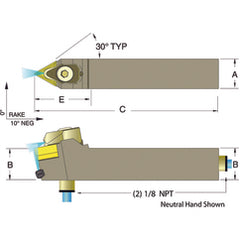 ADTENN12-3B 3/4 x 3/4" Neutral Toolholder - Exact Tooling