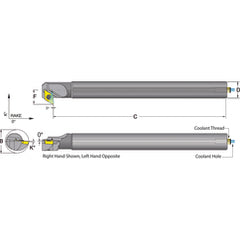 .750 Shank Coolant Thru Boring Bar- -5° (Back Boring) Lead Angle for DC_T 32.52 Style Inserts - Exact Tooling
