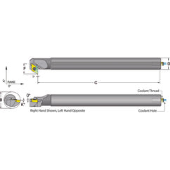 .375 Shank Coolant Thru Boring Bar- -5° (Back Boring) Lead Angle for DC_T 21.51 Style Inserts - Exact Tooling