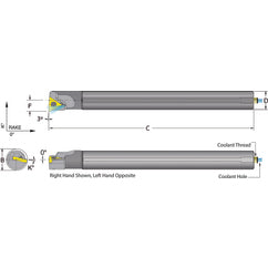 .625 Shank Coolant Thru Boring Bar- -3° Lead Angle for TPMT 21.51 Style Inserts - Exact Tooling