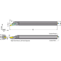 .500 Shank Coolant Thru Boring Bar- -50° Lead Angle for VCMT 221 Style Inserts - Exact Tooling