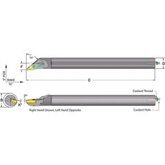 .500 Shank Coolant Thru Boring Bar- -50° Lead Angle for VCMT 221 Style Inserts - Exact Tooling