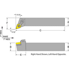 MDQNR20-4D - RH 1-1/4 x 1-1/4" Turning Tool Holder - Exact Tooling