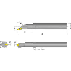 S12S-SVMCR-3 Right Hand 3/4 Shank Indexable Boring Bar - Exact Tooling