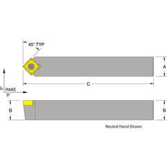 SSDCN16-4D - 1 x 1" Neutral Toolholder - Exact Tooling