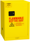 12 Gallon - All Welded - FM Approved - Flammable Safety Cabinet - Manual Doors - 1 Shelf - Safety Yellow - Exact Tooling