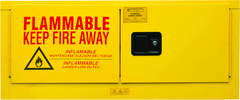 12 Gallon - All Welded - FM Approved - Flammable Safety Cabinet with Legs - Manual Doors - 1 Shelf - Safety Yellow - Exact Tooling