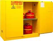 30 Gallon - All Welded - FM Approved - Flammable Safety Cabinet - Manual Doors - 1 Shelf - Safety Yellow - Exact Tooling