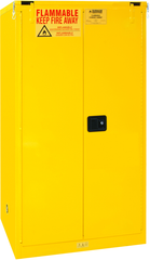 60 Gallon - All Welded - FM Approved - Flammable Safety Cabinet - Self-closing Doors - 2 Shelves - Safety Yellow - Exact Tooling
