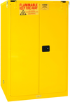 90 Gallon - All Welded - FM Approved - Flammable Safety Cabinet - Self-closing Doors - 2 Shelves - Safety Yellow - Exact Tooling