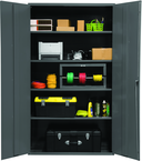 48"W - 16 Gauge - Lockable Shelf Cabinet - 4 Adjustable Shelves - Flush Door Style - Gray - Exact Tooling