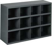 12" Deep Bin - Steel - Cabinet - 12 opening bin - for small part storage - Gray - Exact Tooling