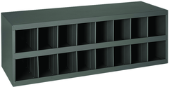 12" Deep Bin - Steel - Cabinet - 16 opening bin - for small part storage - Gray - Exact Tooling