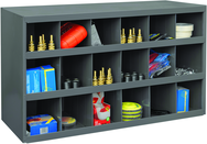 12" Deep Bin - Steel - Cabinet - 18 opening bin - for small part storage - Gray - Exact Tooling