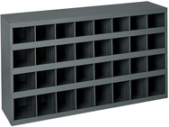 12" Deep Bin - Steel - Cabinet - 32 opening bin - for small part storage - Gray - Exact Tooling