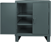 36"W - 14 Gauge - Lockable Shelf Cabinet - 2 Adjustable Shelves - Recessed Door Style - Gray - Exact Tooling
