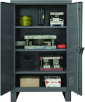36"W - 14 Gauge - Lockable Shelf Cabinet - 3 Adjustable Shelves - Recessed Door Style - Gray - Exact Tooling