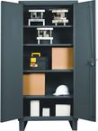 36"W - 14 Gauge - Lockable Shelf Cabinet - 4 Adjustable Shelves - Recessed Door Style - Gray - Exact Tooling