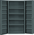 36"W - 14 Gauge - Lockable Shelf Cabinet - 4 Adjustable Shelves - 12 Door Shelves - Deep Door Style - Gray - Exact Tooling