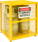 30"W - All Welded - Angle Iron Frame with Mesh Side - Vertical Gas Cylinder Cabinet - Magnet Door - Safety Yellow - Exact Tooling