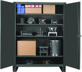 36"W - 12 Gauge - Lockable Cabinet - 4 Adjustable Shelves - Recessed Door Style - Gray - Exact Tooling