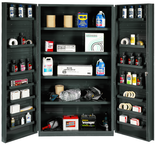 48"W - 14 Gauge - Lockable Cabinet - 4 Adjustable Shelves - 14 Door Shelves - Deep Door Style - Gray - Exact Tooling