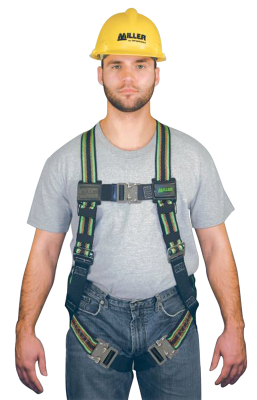 Miller Duraflex Ultra Harness w/Duraflex Stretchable Webbing; Friction Buckle Shoulder Straps & Quick Connect Leg & Chest Straps - Exact Tooling