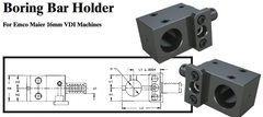 Boring Bar Holder - Left-Hand (Bottom) (For Emco Maier 16mm VDI Machines) - Part #: CNC86 E58.1625L - Exact Tooling