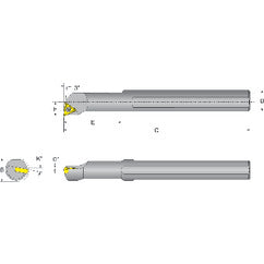 S12S-STUCR-3 Right Hand 3/4 Shank Indexable Boring Bar - Exact Tooling