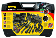 STANLEY® FATMAX® 1/4", 3/8" & 1/2" Drive 179 Piece Matte Black Chrome Mechanic's Tool Set - Exact Tooling