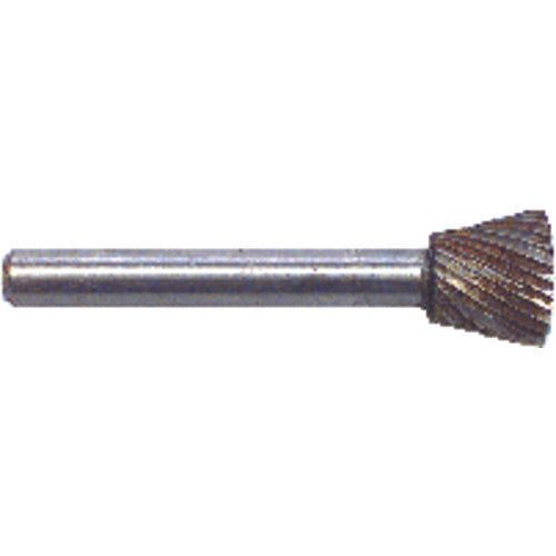 1/2 × 1/2 × 1/4″ SH Inverted Cone Shape - HSS - Burr - Exact Tooling