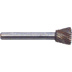1/2 × 1/2 × 1/4″ SH Inverted Cone Shape - HSS - Burr - Exact Tooling