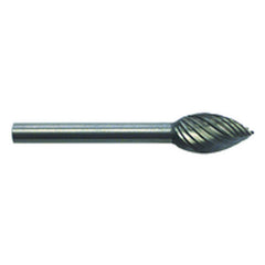 1/4 × 1/2 × 1/8″ SH Pointed Oval Shape - HSS - Burr - Exact Tooling