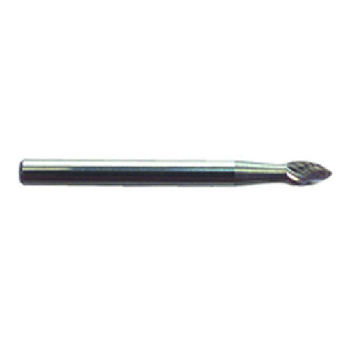 R11 1/8 × 3/16 × 1/8″ SH - Sgl Cut Flame - CBD - Burr - Exact Tooling