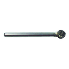R18 1/4 × 1/4 × 1/8″ SH - Sgl Cut Ball End - CBD - Burr - Exact Tooling