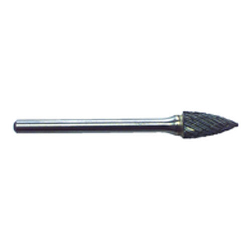 R21 1/4 × 1/2 × 1/8″ SH - Sgl Cut Tapered Pt End - CBD - Burr - Exact Tooling