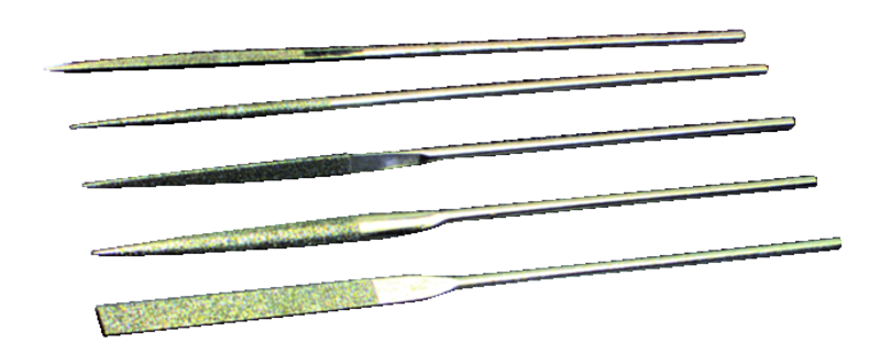 5 Pc. 2-3/4" Diamond Length - 5-1/2" OAL - 150 Grit - Diamond Needle File Set - Exact Tooling