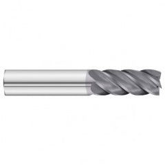 5/8 x 5/8 x 3/4 x 3-1/2 OAL .030 C/R 5 Flute Carbide End Mill - Round Shank-AlCrN Coated - Exact Tooling