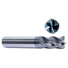 5/8" Dia. - 1-1/4" LOC - 6" OAL - .030 Radius 4 FL Carbide S/E HP End Mill-Uncoated - Exact Tooling