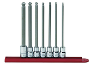 7PC SAE LONG BALL HEX BIT SKT SET - Exact Tooling