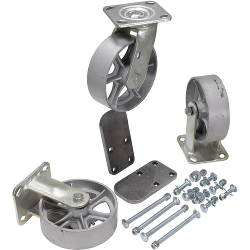 6″ × 2″ Semi-Steel Caster Kit 3.6K - Exact Tooling