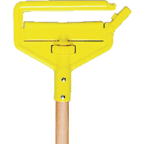 Invader - Side Gate Wet Mop Handle, Large Yellow Plastic Head, Hardwood Handle - Should be used with 5″ headband mops - Exact Tooling