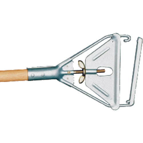 Invader - Easy Change Wet Mop Handle - Large Steel Head - Wood Handle - Should be used with 5″ headband mops only - Exact Tooling