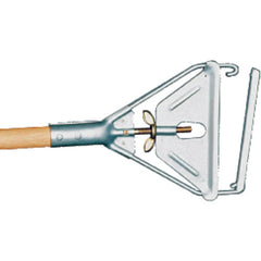 Invader - Easy Change Wet Mop Handle - Large Steel Head - Wood Handle - Should be used with 5″ headband mops only - Exact Tooling