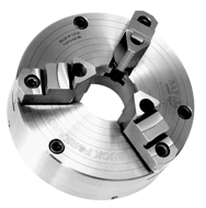 Ajust-Tru+ Universal Chuck - 4" Plain Mount; 3-Jaw; Solid Jaw - Exact Tooling